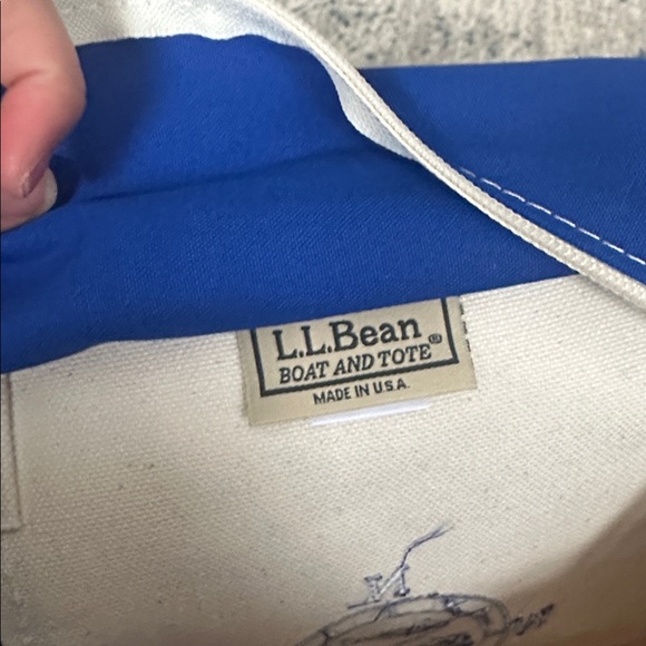 L. L. Bean Boat and Tote Bag Compass Design Cotton Canvas large regatta blue - Picture 9 of 10